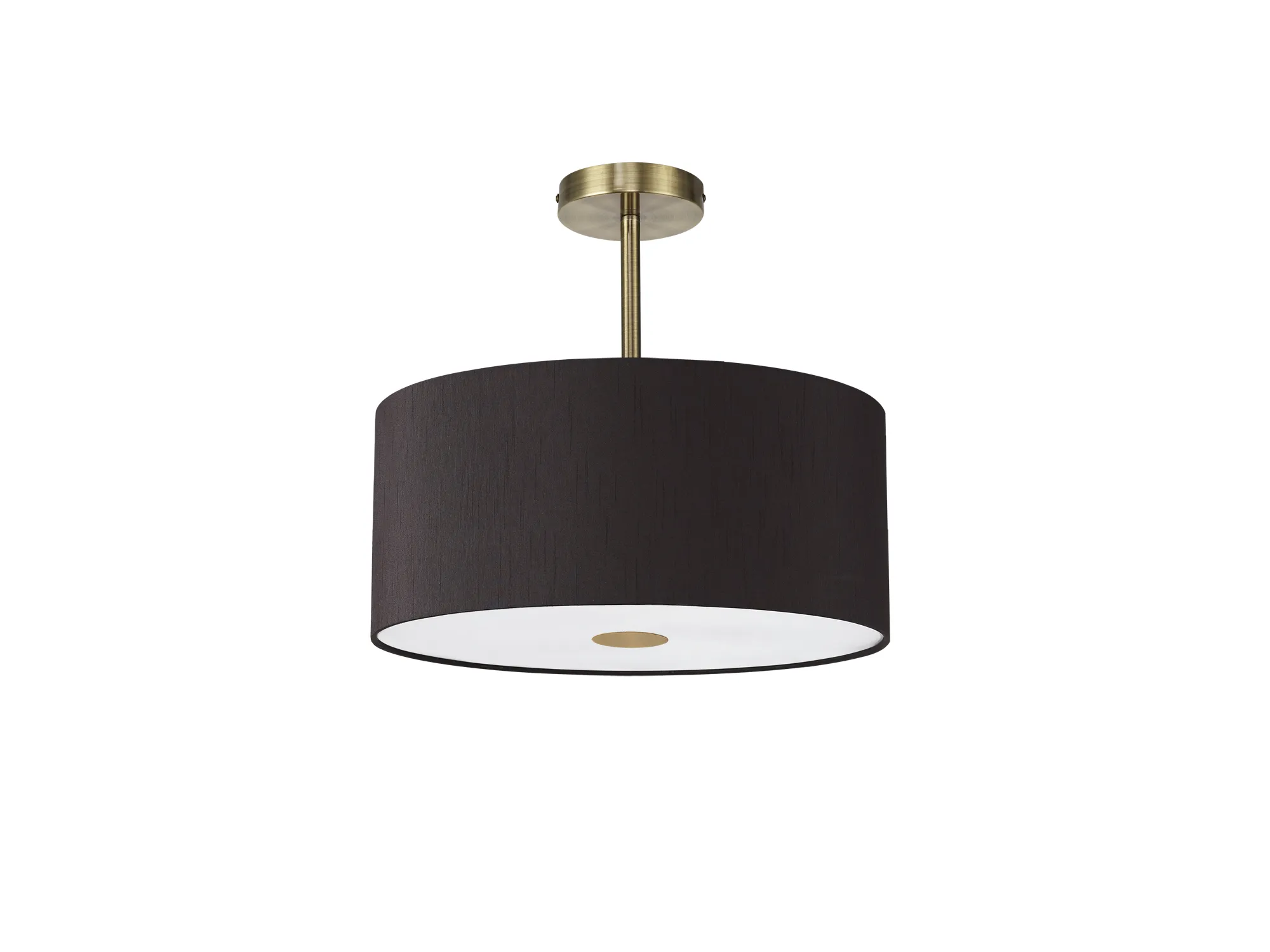 Baymont 40cm Semi Flush Flush 5 Light Antique Brass, Black, Frosted Diffuser DK0501  Deco Baymont AB BL